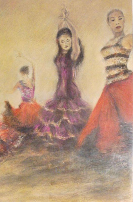 Tańczące Flamenco (70x50) pastel na papierze