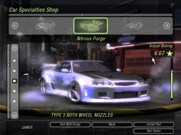 Mój Nissan SkyLine GT-R34 do Turnieju o mistrza kierownicy BayView w grze NFS Underground 2