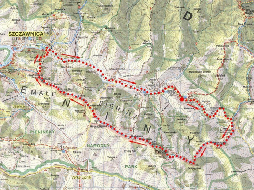 Mapka trasy Biała Woda - Palenica #mapa #rower #góry #pieniny