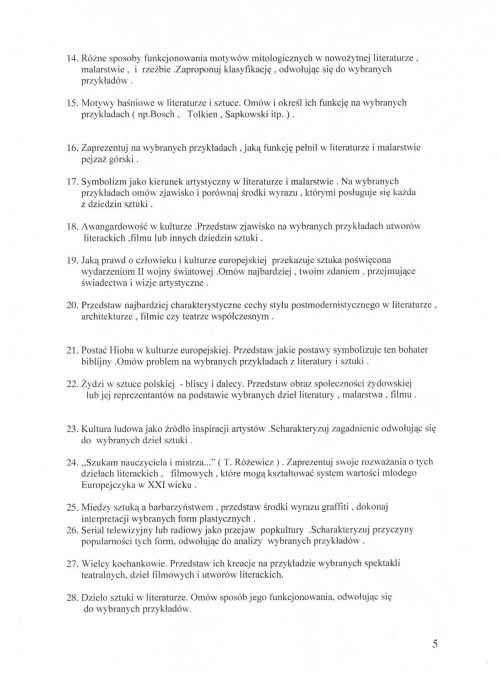 Lista tematów z języka polskiego
do części ustnej egzaminu maturalnego
Technikum w Zespole Szkół Nr1 w ŻYRARDOWIE
Matura 2008
Sesja wiosenna