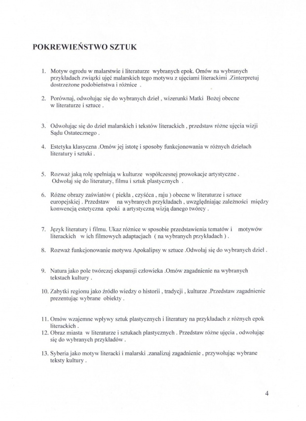 Lista tematów z języka polskiego
do części ustnej egzaminu maturalnego
Technikum w Zespole Szkół Nr1 w ŻYRARDOWIE
Matura 2008
Sesja wiosenna